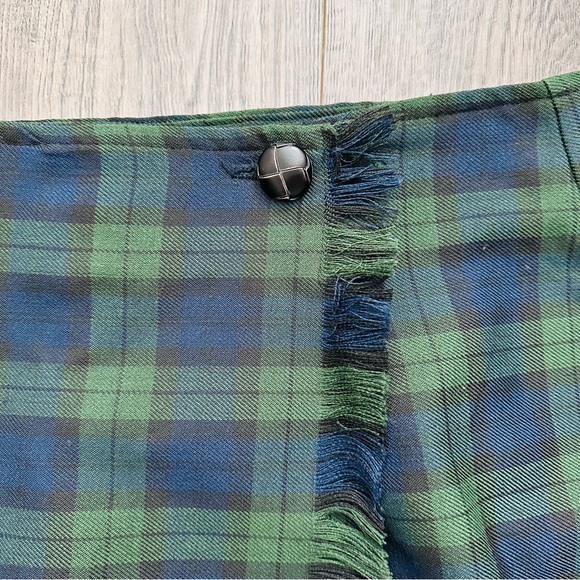 Vintage 90s Plaid Fringe Wrap Skirt A-Line - Picture 3 of 7